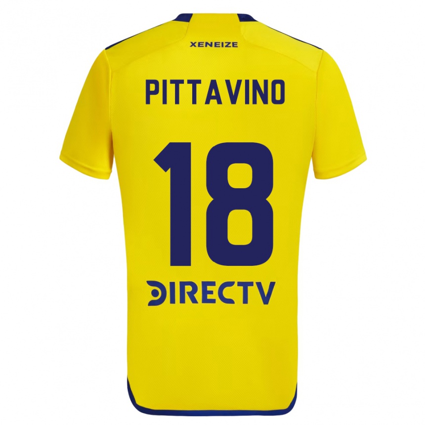 Men Football Rodrigo Pittavino #18 Yellow Blue Away Jersey 2024/25 T-Shirt Uk