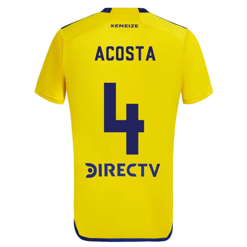 Men Football Natan Acosta #4 Yellow Blue Away Jersey 2024/25 T-Shirt Uk