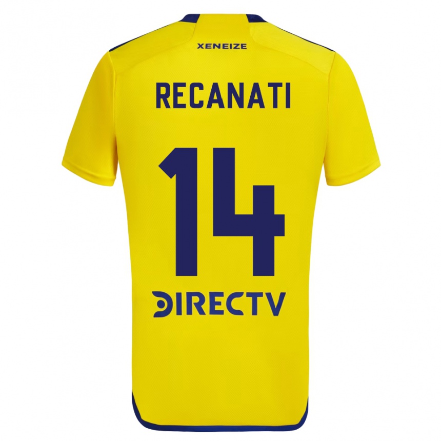 Men Football Bianca Recanati #14 Yellow Blue Away Jersey 2024/25 T-Shirt Uk