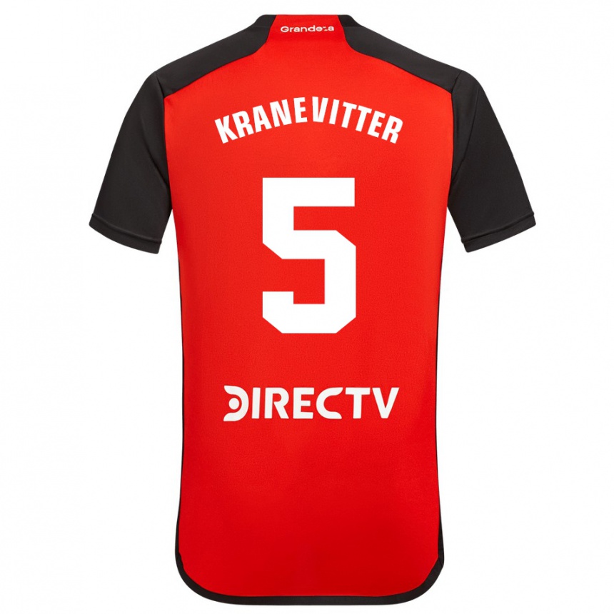 Men Football Matías Kranevitter #5 Red Black White Away Jersey 2024/25 T-Shirt Uk