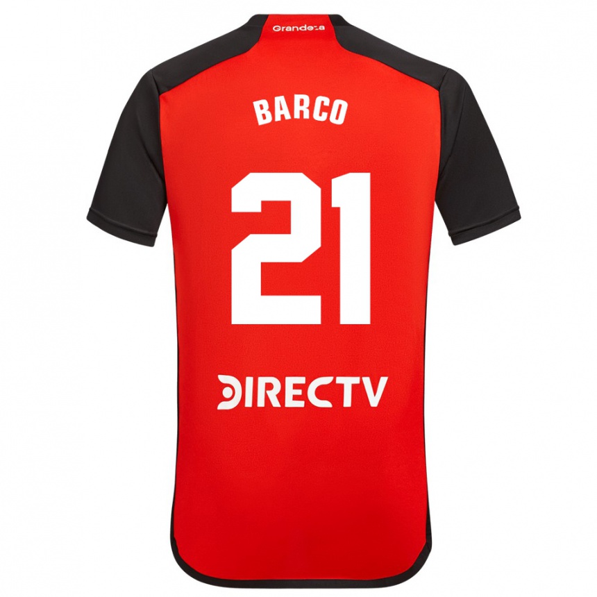 Men Football Esequiel Barco #21 Red Black White Away Jersey 2024/25 T-Shirt Uk