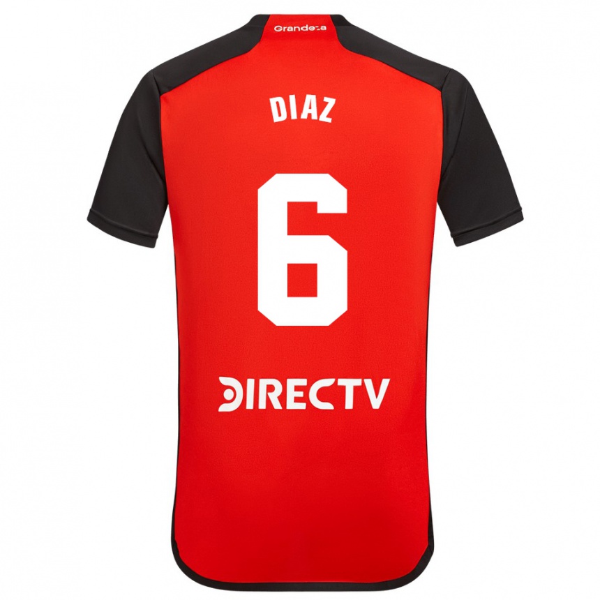 Men Football Milagros Díaz #6 Red Black White Away Jersey 2024/25 T-Shirt Uk