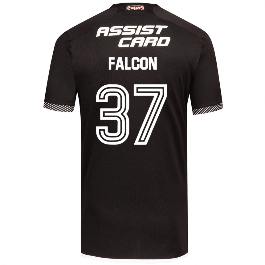 Men Football Maximiliano Falcón #37 Black White Away Jersey 2024/25 T-Shirt Uk