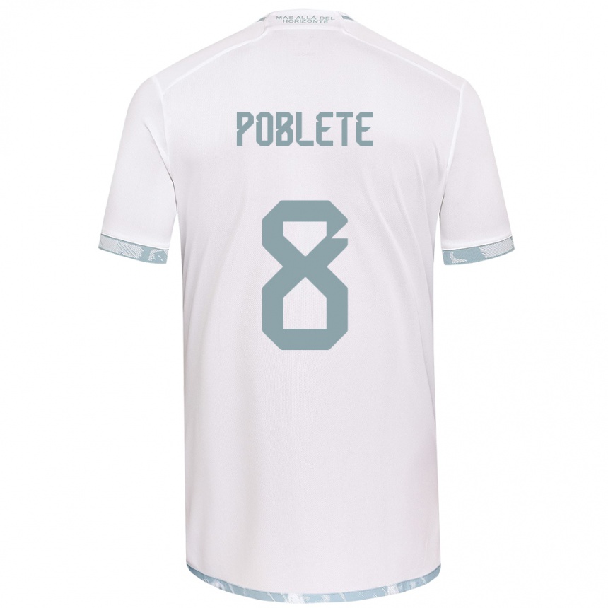 Men Football Israel Poblete #8 White Grey Away Jersey 2024/25 T-Shirt Uk