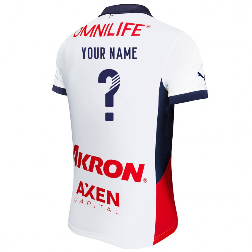 Men Football Your Name #0 White Red Blue Away Jersey 2024/25 T-Shirt Uk