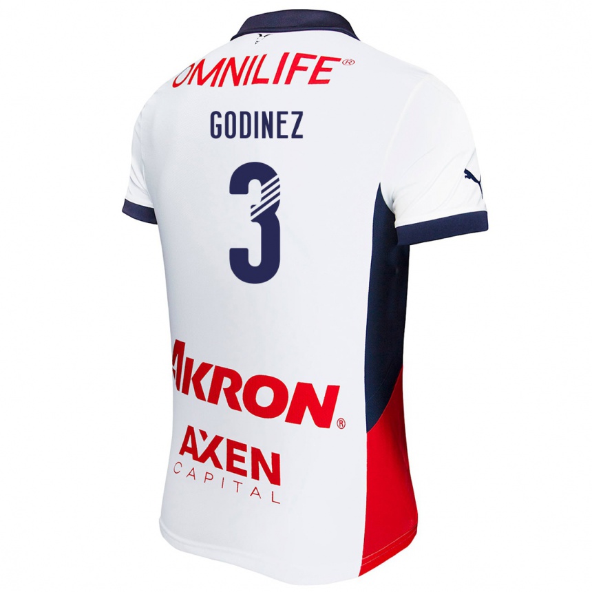 Men Football Damaris Godínez #3 White Red Blue Away Jersey 2024/25 T-Shirt Uk