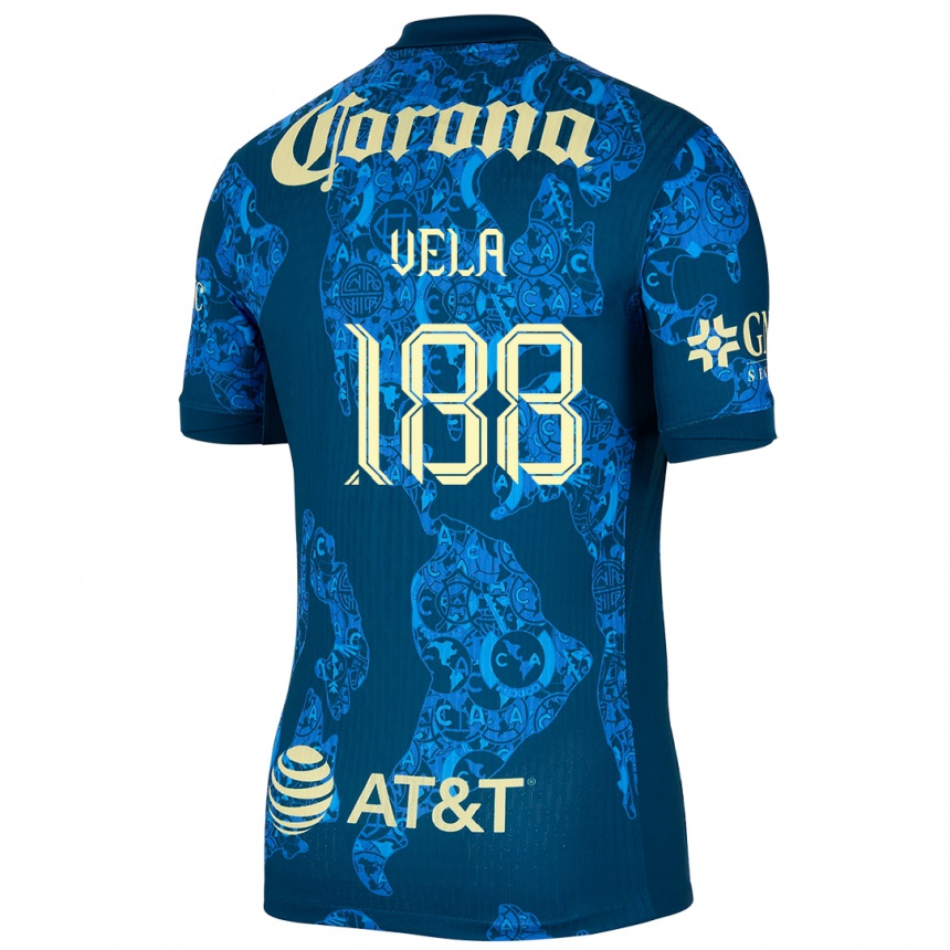 Men Football Christo Vela #188 Blue Yellow Away Jersey 2024/25 T-Shirt Uk