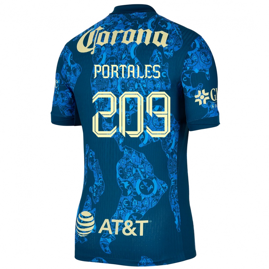 Men Football Walter Portales #209 Blue Yellow Away Jersey 2024/25 T-Shirt Uk