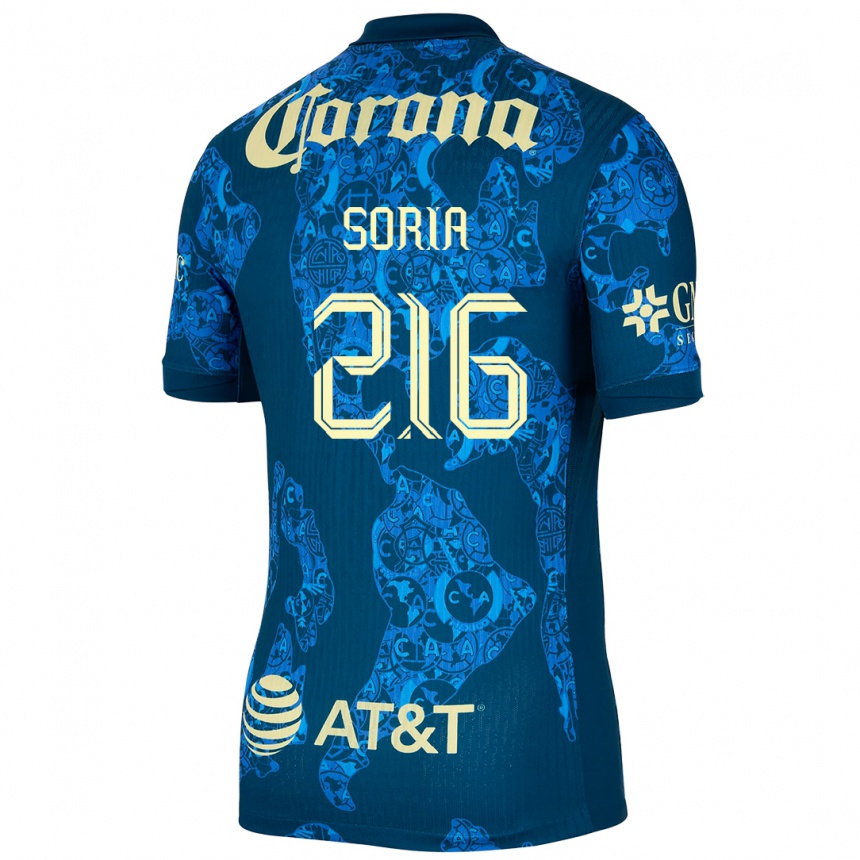 Men Football Emiliano Soria #216 Blue Yellow Away Jersey 2024/25 T-Shirt Uk