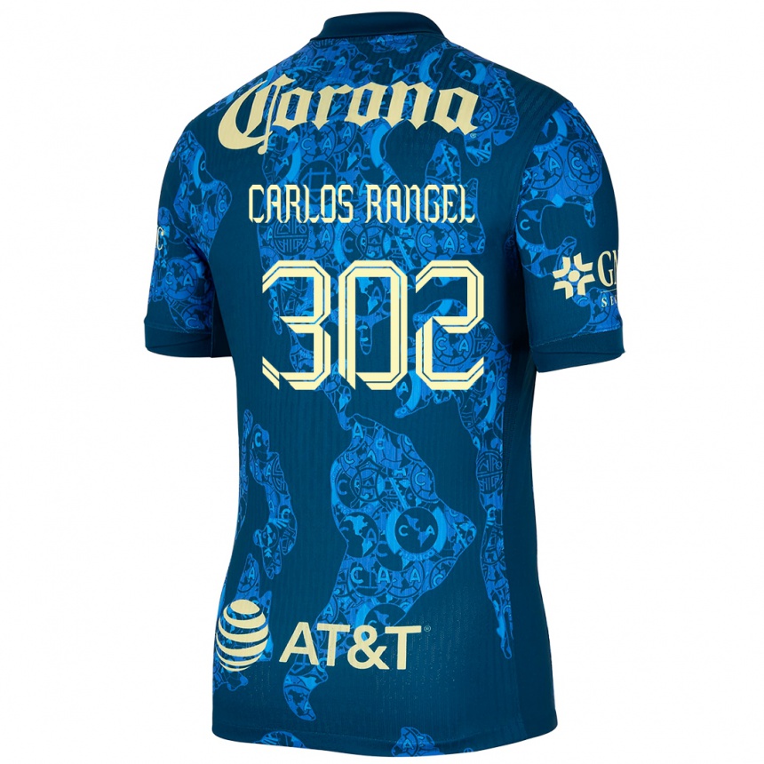 Men Football Juan Carlos Rangel #302 Blue Yellow Away Jersey 2024/25 T-Shirt Uk