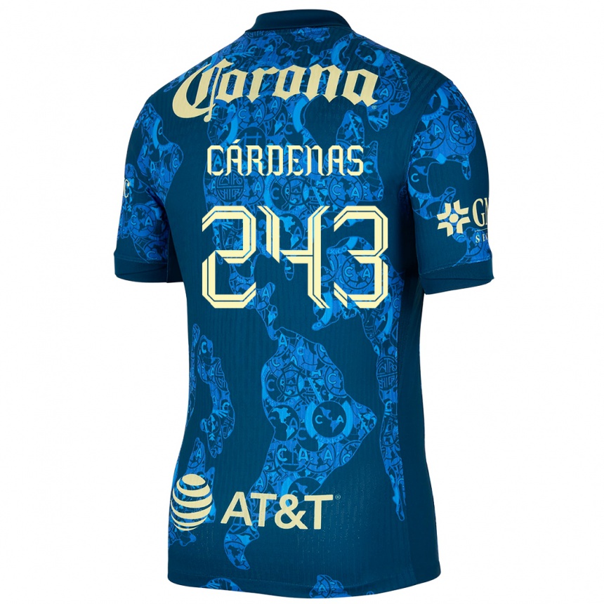 Men Football Alejandro Cárdenas #243 Blue Yellow Away Jersey 2024/25 T-Shirt Uk