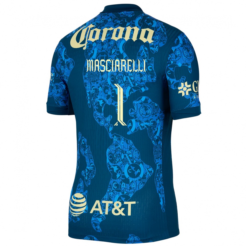 Men Football Renata Masciarelli #1 Blue Yellow Away Jersey 2024/25 T-Shirt Uk