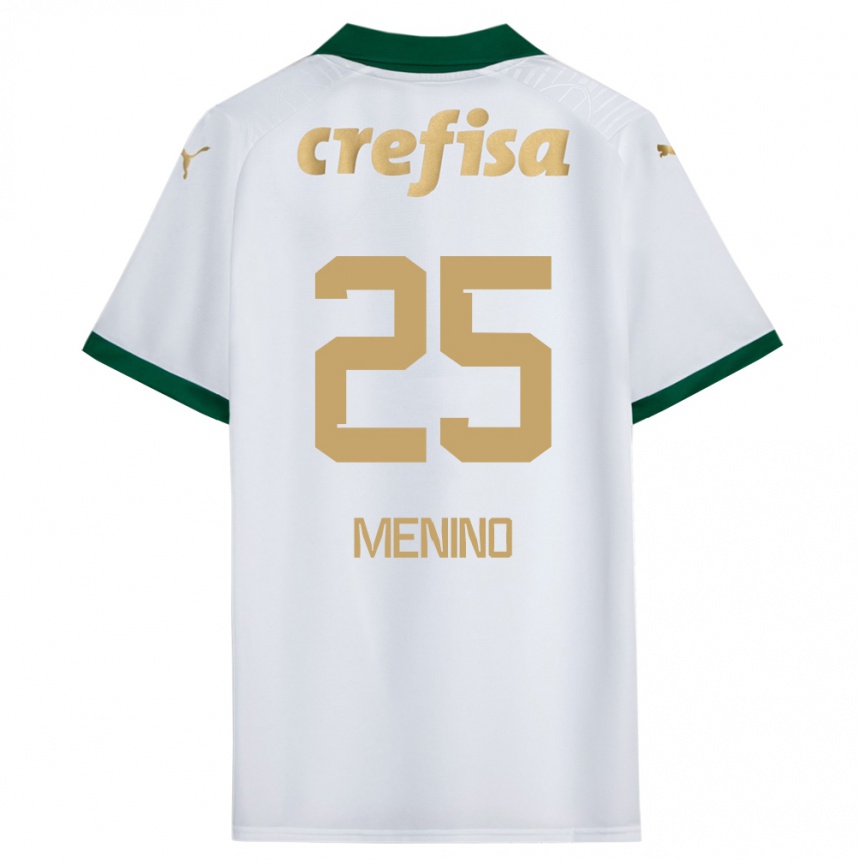 Men Football Gabriel Menino #25 White Green Away Jersey 2024/25 T-Shirt Uk