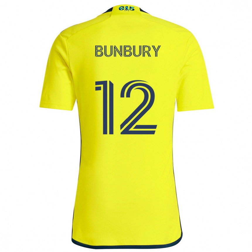 Women Football Teal Bunbury #12 Yellow Blue Home Jersey 2024/25 T-Shirt Uk