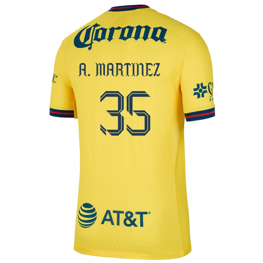 Women Football Arturo Martínez #35 Yellow Blue Home Jersey 2024/25 T-Shirt Uk