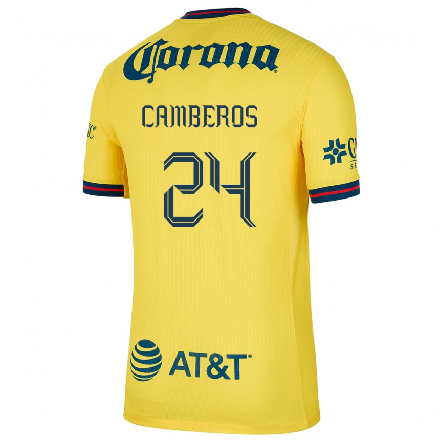 Women Football Scarlett Camberos #24 Yellow Blue Home Jersey 2024/25 T-Shirt Uk