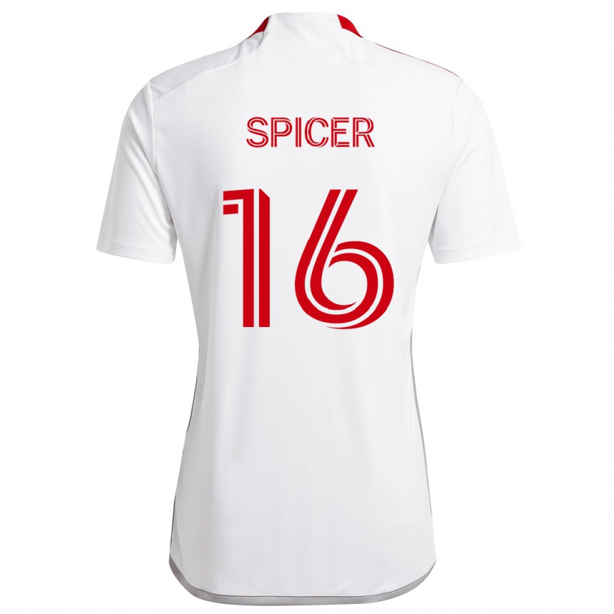 Women Football Tyrese Spicer #16 White Red Away Jersey 2024/25 T-Shirt Uk