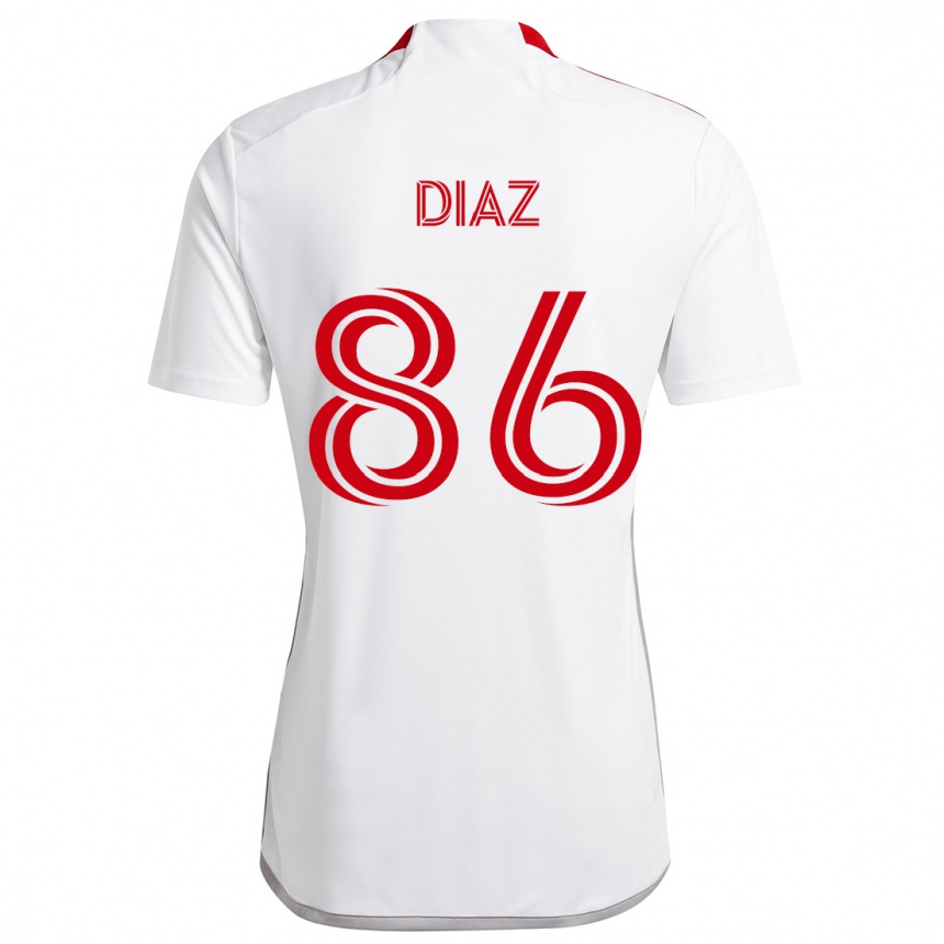 Women Football Alec Díaz #86 White Red Away Jersey 2024/25 T-Shirt Uk