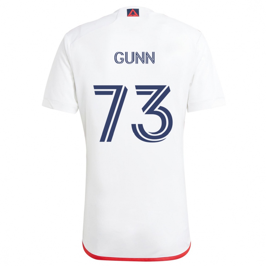 Women Football Jd Gunn #73 White Red Away Jersey 2024/25 T-Shirt Uk