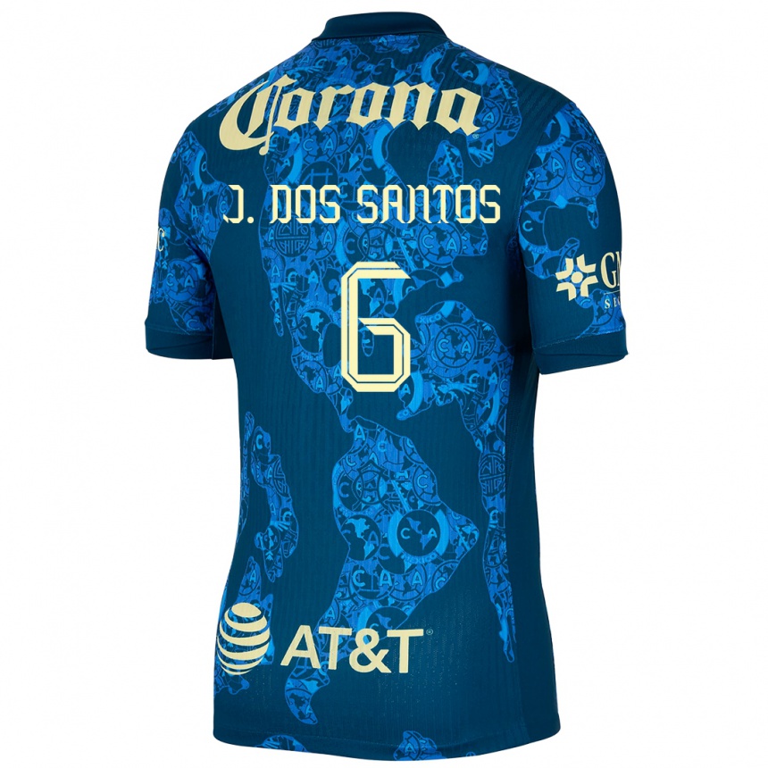 Women Football Jonathan Dos Santos #6 Blue Yellow Away Jersey 2024/25 T-Shirt Uk