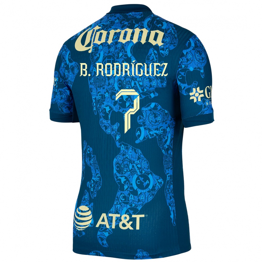 Women Football Brian Rodríguez #7 Blue Yellow Away Jersey 2024/25 T-Shirt Uk