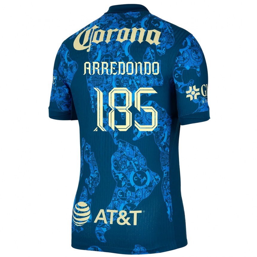 Women Football Aarón Arredondo #185 Blue Yellow Away Jersey 2024/25 T-Shirt Uk