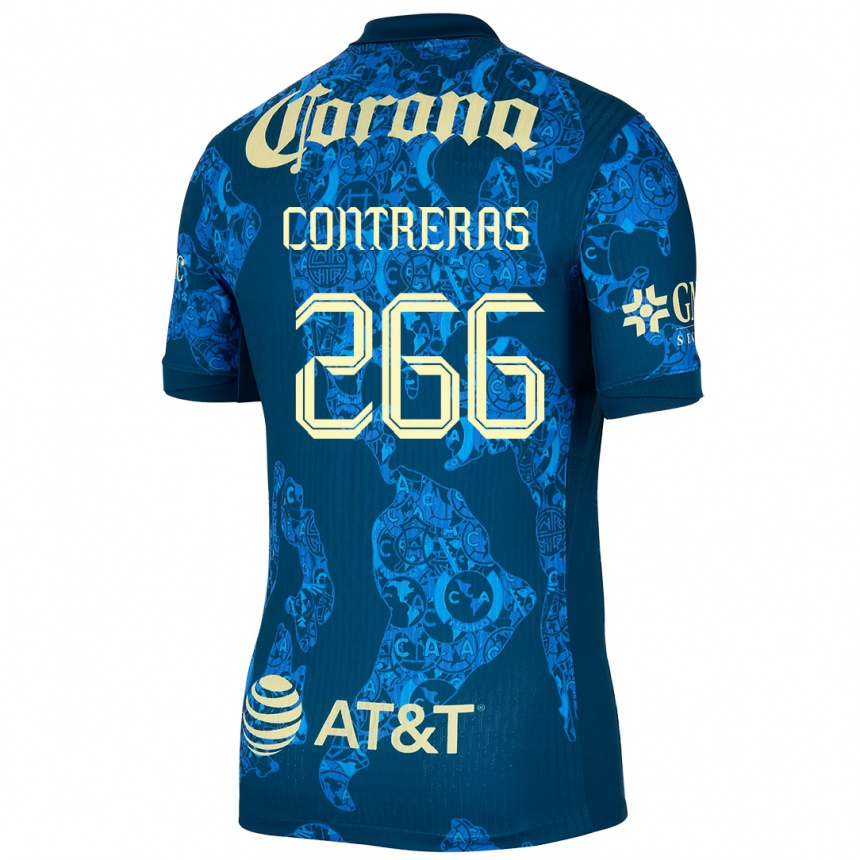 Women Football Ángel Contreras #266 Blue Yellow Away Jersey 2024/25 T-Shirt Uk