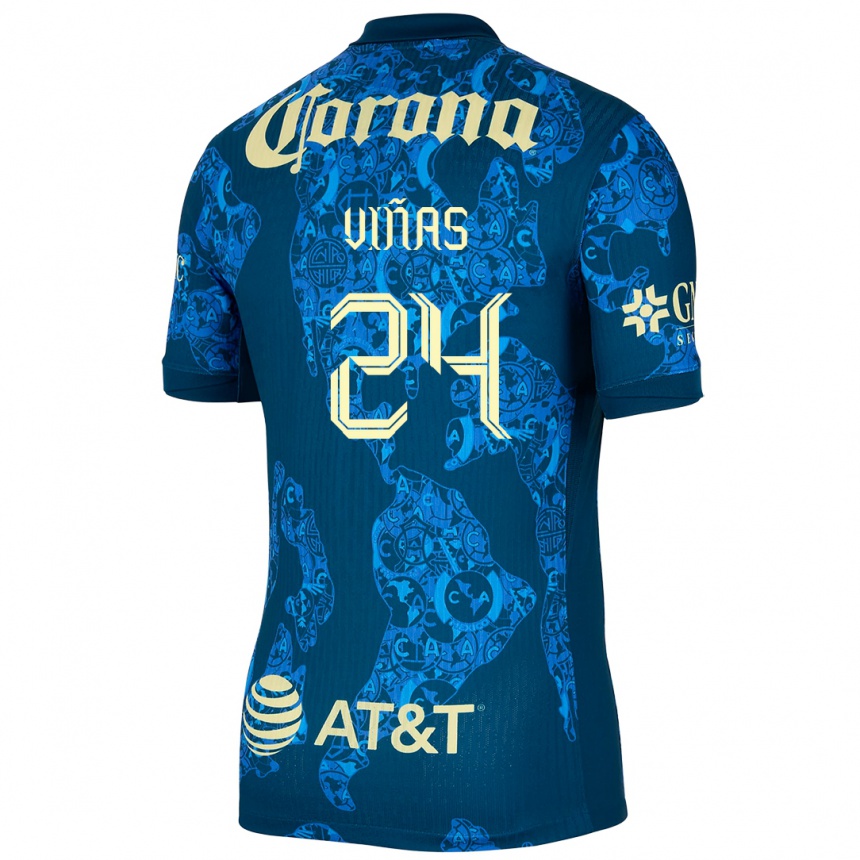 Women Football Federico Viñas #24 Blue Yellow Away Jersey 2024/25 T-Shirt Uk