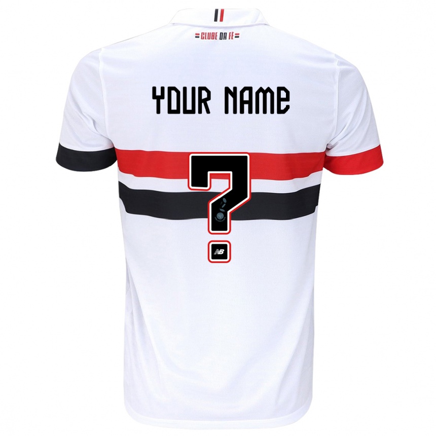 Kids Football Your Name #0 White Red Black Home Jersey 2024/25 T-Shirt Uk