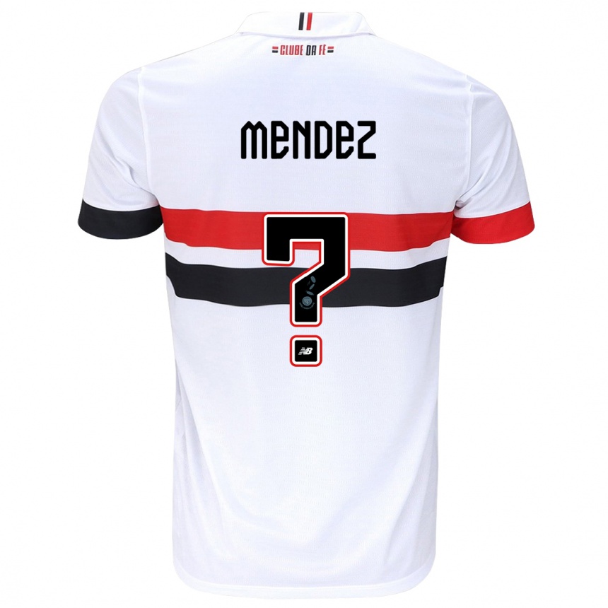 Kids Football Jhegson Méndez #0 White Red Black Home Jersey 2024/25 T-Shirt Uk