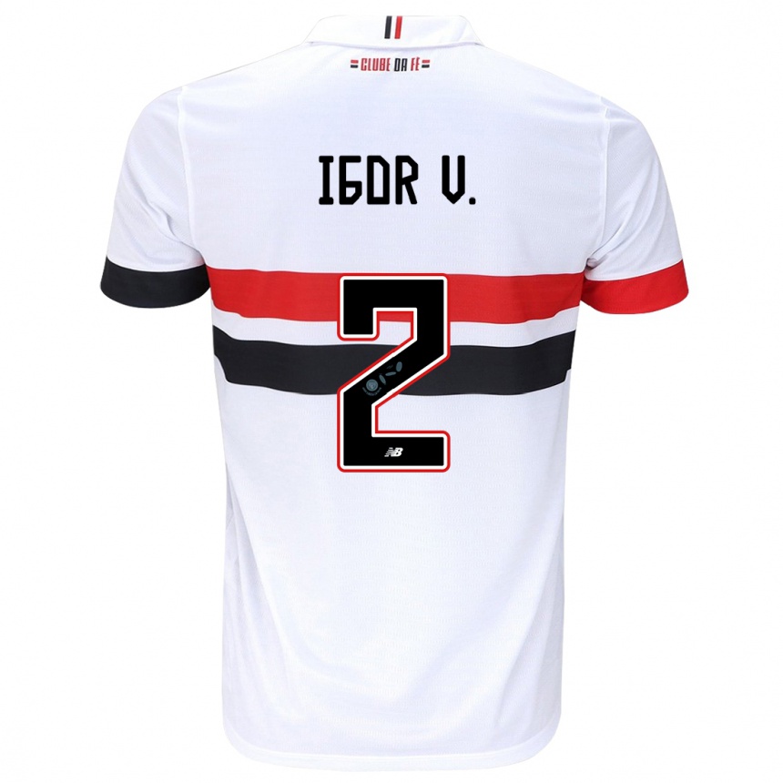 Kids Football Igor Vinícius #2 White Red Black Home Jersey 2024/25 T-Shirt Uk