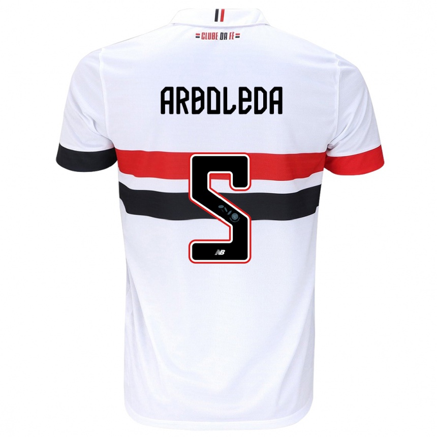 Kids Football Robert Arboleda #5 White Red Black Home Jersey 2024/25 T-Shirt Uk