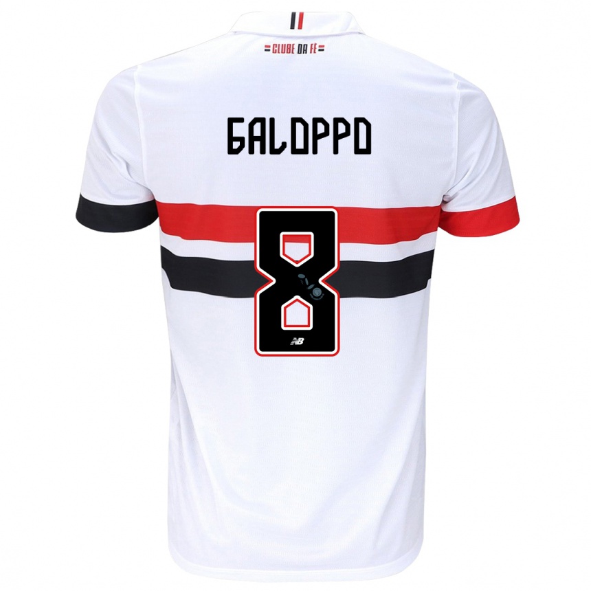 Kids Football Giuliano Galoppo #8 White Red Black Home Jersey 2024/25 T-Shirt Uk