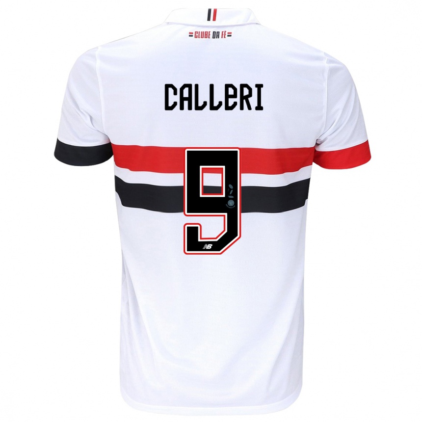 Kids Football Jonathan Calleri #9 White Red Black Home Jersey 2024/25 T-Shirt Uk