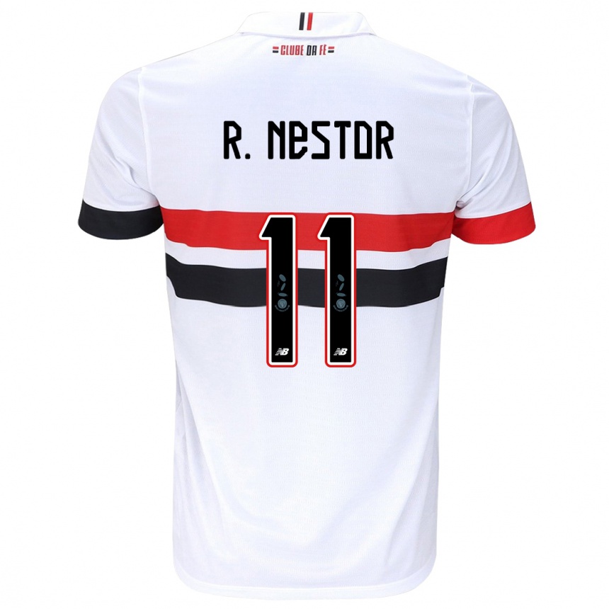 Kids Football Rodrigo Nestor #11 White Red Black Home Jersey 2024/25 T-Shirt Uk