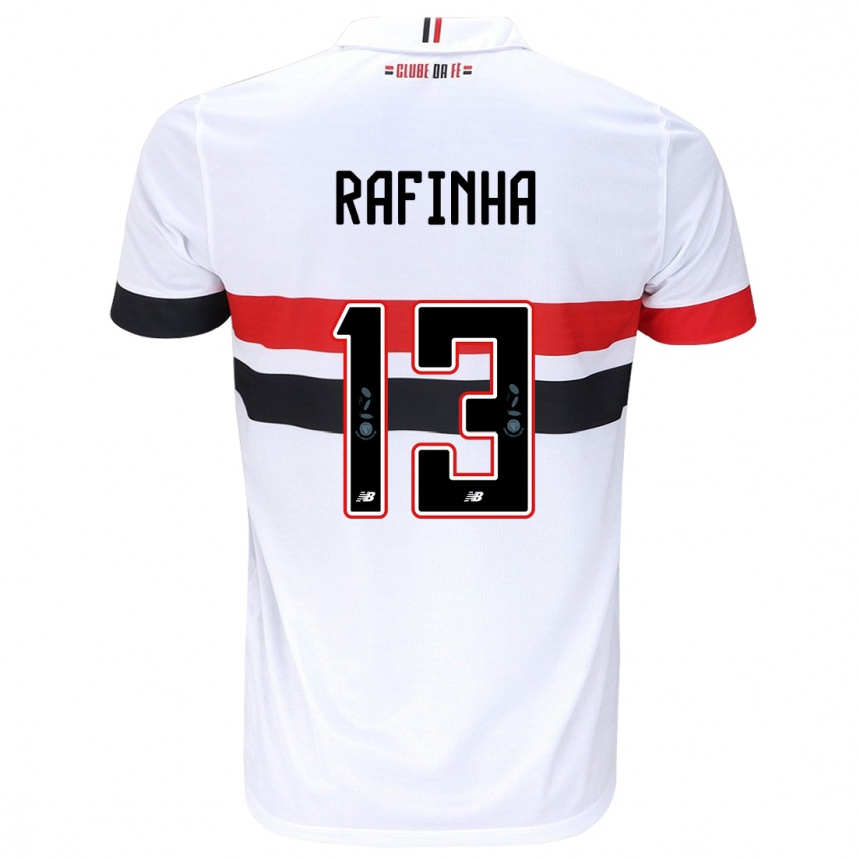 Kids Football Rafinha #13 White Red Black Home Jersey 2024/25 T-Shirt Uk