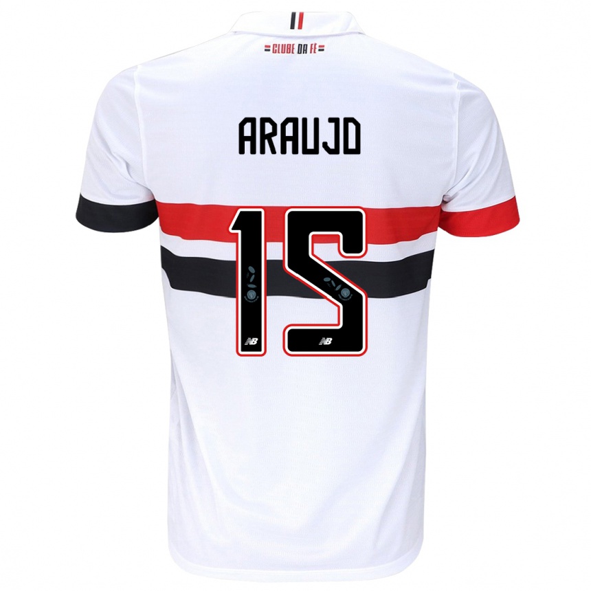 Kids Football Michel Araújo #15 White Red Black Home Jersey 2024/25 T-Shirt Uk