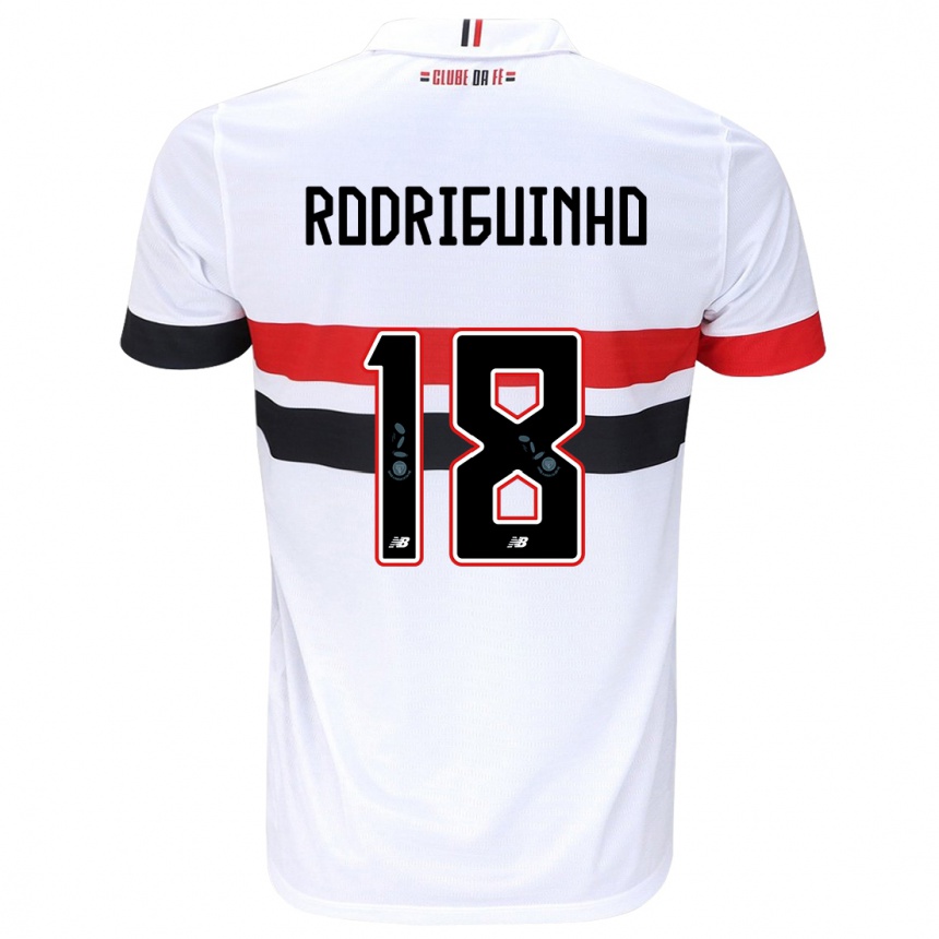 Kids Football Rodriguinho #18 White Red Black Home Jersey 2024/25 T-Shirt Uk