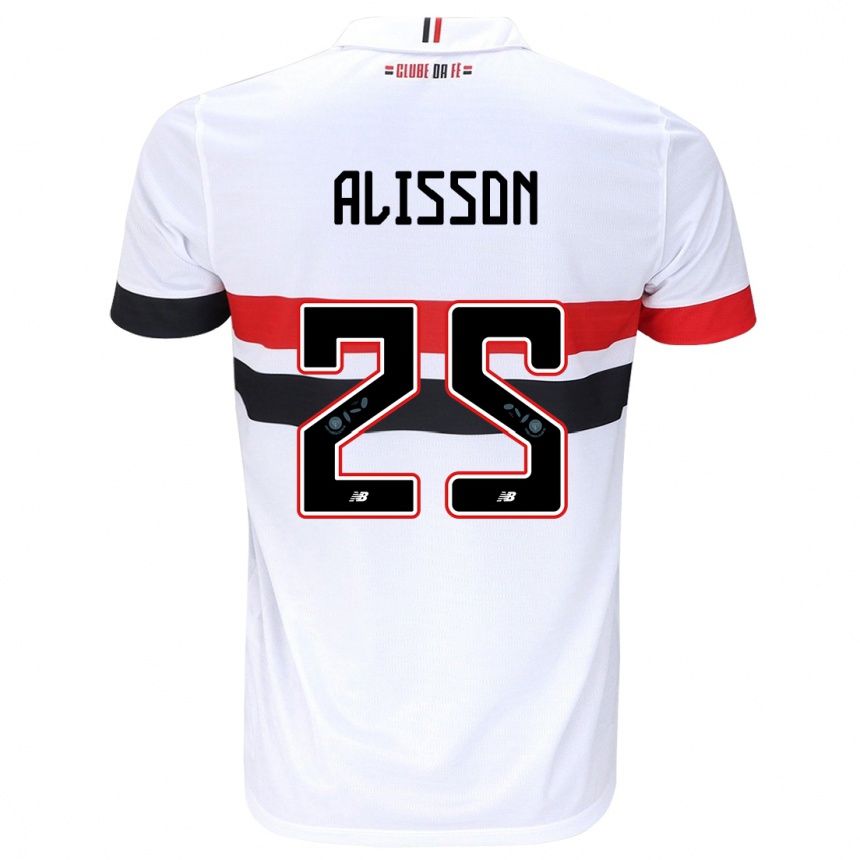 Kids Football Alisson #25 White Red Black Home Jersey 2024/25 T-Shirt Uk