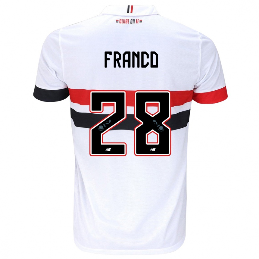 Kids Football Alan Franco #28 White Red Black Home Jersey 2024/25 T-Shirt Uk