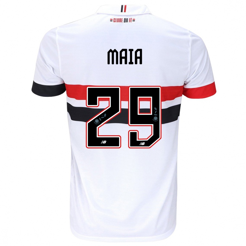 Kids Football Pablo Maia #29 White Red Black Home Jersey 2024/25 T-Shirt Uk