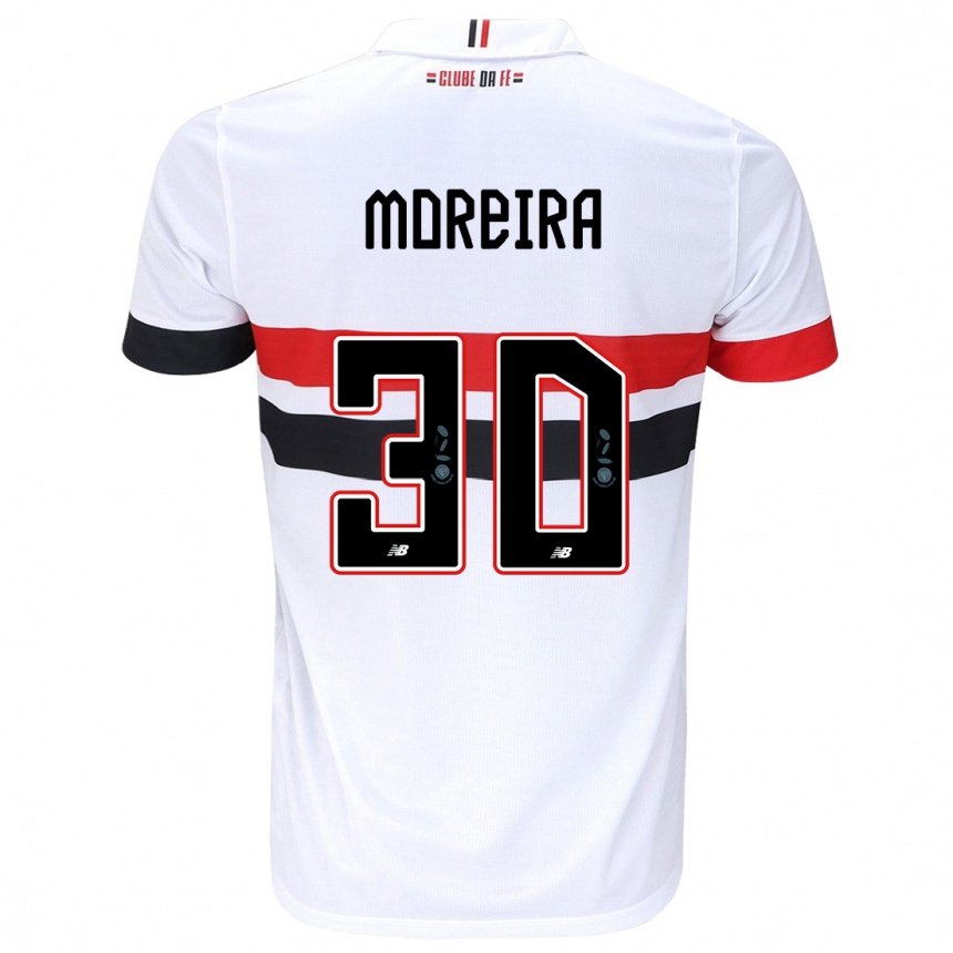 Kids Football João Moreira #30 White Red Black Home Jersey 2024/25 T-Shirt Uk