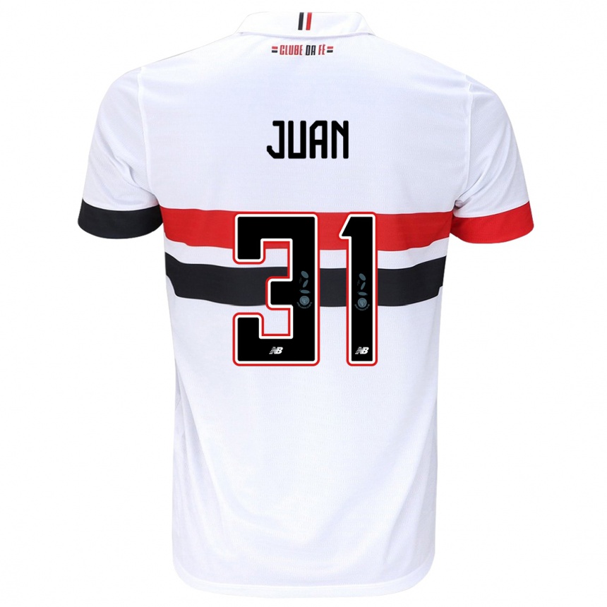 Kids Football Juan #31 White Red Black Home Jersey 2024/25 T-Shirt Uk