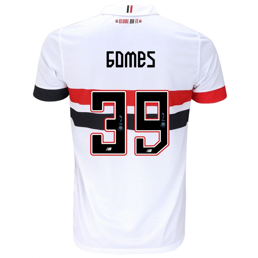 Kids Football William Gomes #39 White Red Black Home Jersey 2024/25 T-Shirt Uk