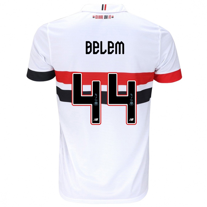 Kids Football Matheus Belém #44 White Red Black Home Jersey 2024/25 T-Shirt Uk