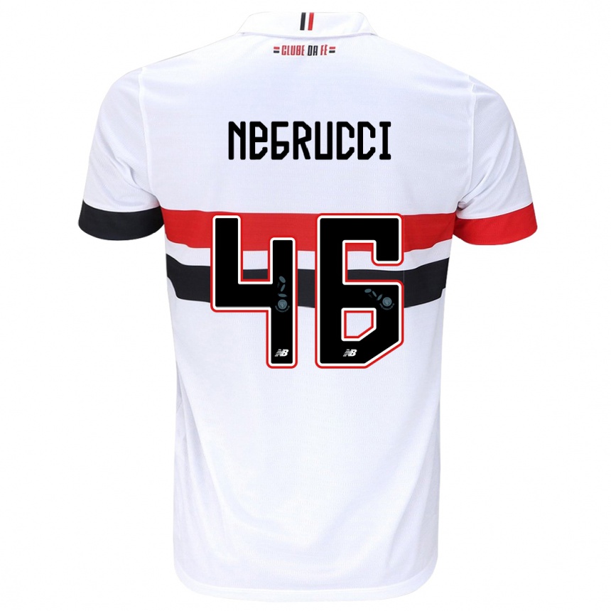 Kids Football Felipe Negrucci #46 White Red Black Home Jersey 2024/25 T-Shirt Uk