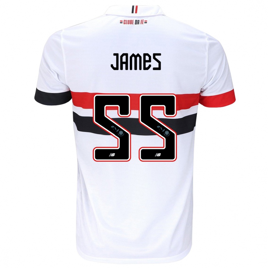 Kids Football James Rodríguez #55 White Red Black Home Jersey 2024/25 T-Shirt Uk