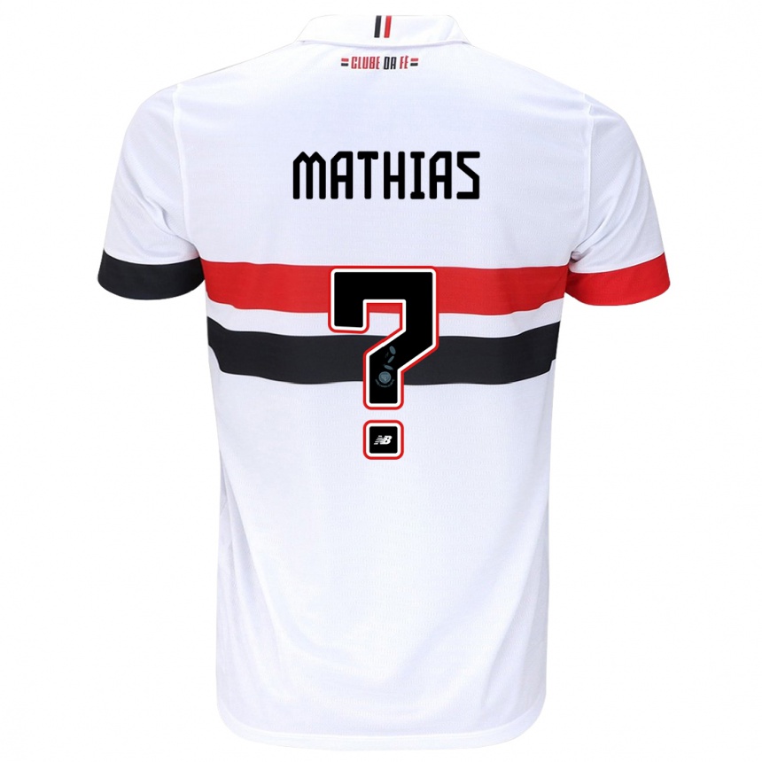 Kids Football Leandro Mathias #0 White Red Black Home Jersey 2024/25 T-Shirt Uk