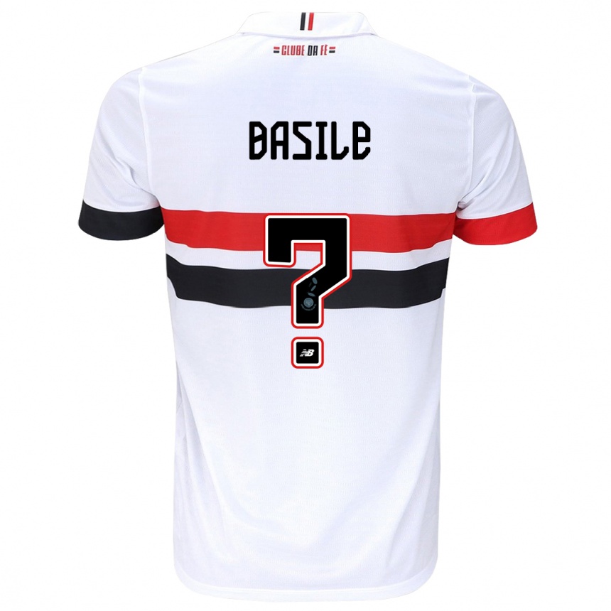 Kids Football Basile #0 White Red Black Home Jersey 2024/25 T-Shirt Uk