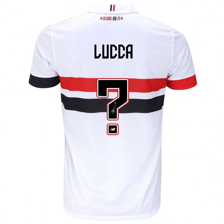 Kids Football Cauã Lucca #0 White Red Black Home Jersey 2024/25 T-Shirt Uk